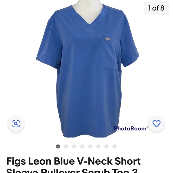Figs Leon Blue Men’s Technical Collection V-Neck Short Sleeve Scrub Top 2 pocket - Picture 1 of 6